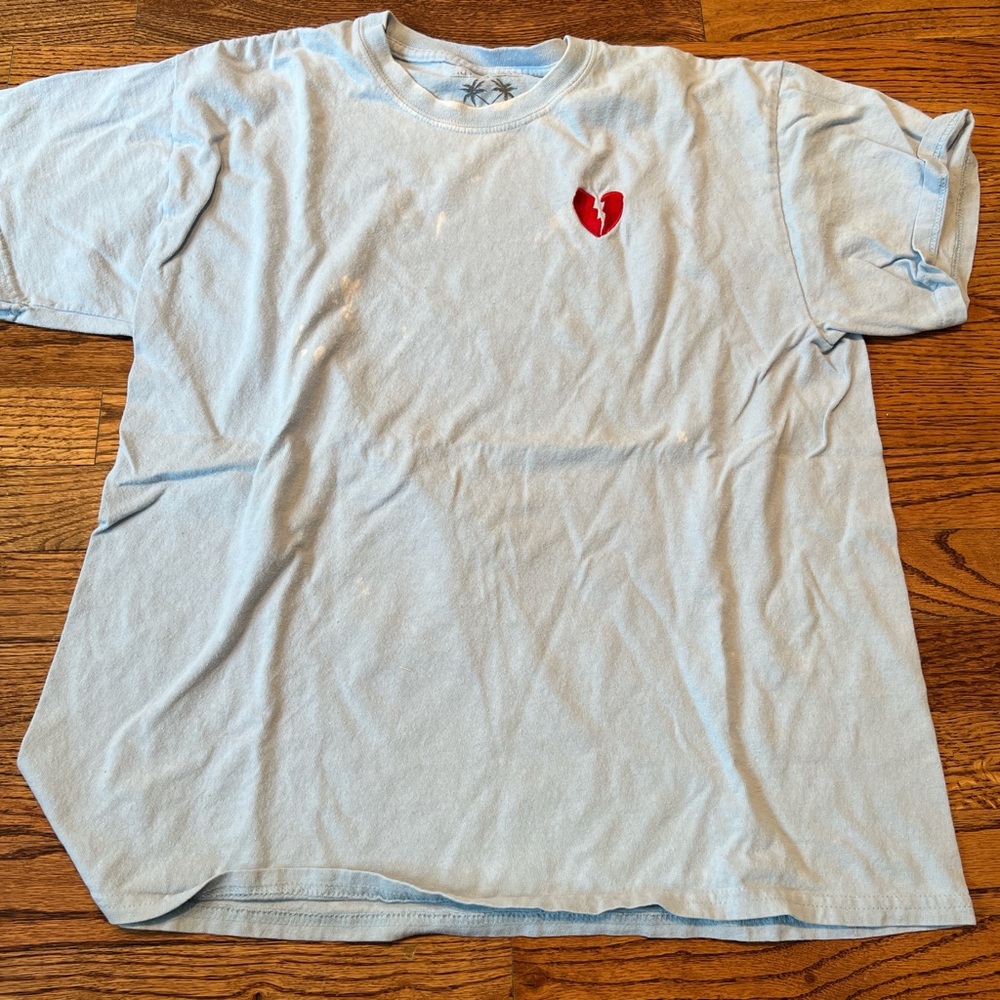 light blue heart broken t shirt